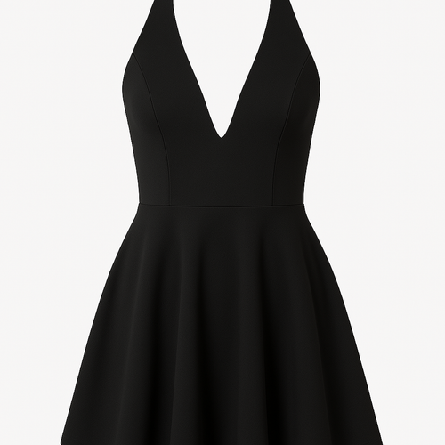 Schwarzes Neckholder-Cocktailkleid